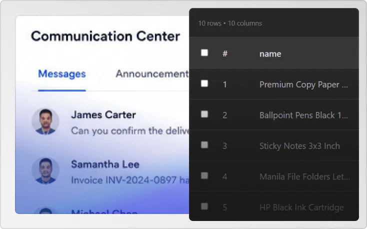 Vendor portal communication tools snapshot